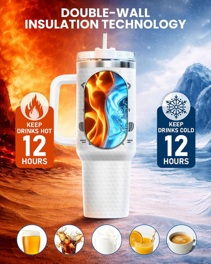 Dad Dadman Funny 40 oz Tumbler with Handle, Funny Dad Gift | Gift for Dad Tumbler 40oz, Cool Dadman Travel Mug, Funny Superhero Birthday from Daughter Son - Colors B
