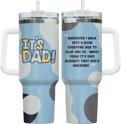 Dad Dadman Funny 40 oz Tumbler with Handle, Funny Dad Gift | Gift for Dad Tumbler 40oz, Cool Dadman Travel Mug, Funny Superhero Birthday from Daughter Son - Colors B