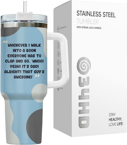 Dad Dadman Funny 40 oz Tumbler with Handle, Funny Dad Gift | Gift for Dad Tumbler 40oz, Cool Dadman Travel Mug, Funny Superhero Birthday from Daughter Son - Colors B