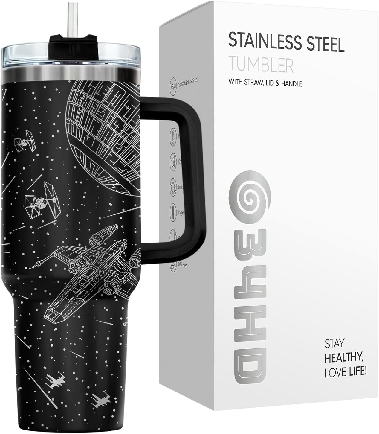 Dad Dadman Funny 40 oz Tumbler with Handle, Funny Dad Gift | Gift for Dad Tumbler 40oz, Cool Dadman Travel Mug, Funny Superhero Birthday from Daughter Son - Colors B