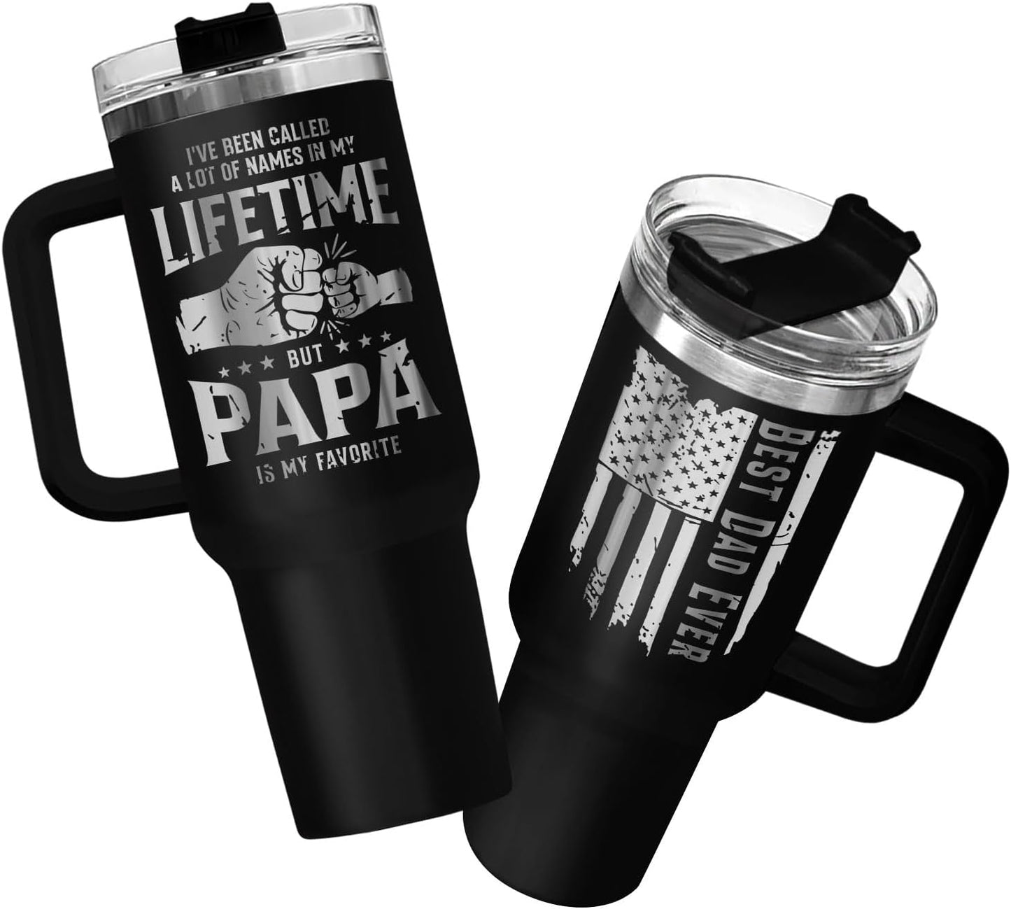 Dad Dadman Funny 40 oz Tumbler with Handle, Funny Dad Gift | Gift for Dad Tumbler 40oz, Cool Dadman Travel Mug, Funny Superhero Birthday from Daughter Son - Colors B