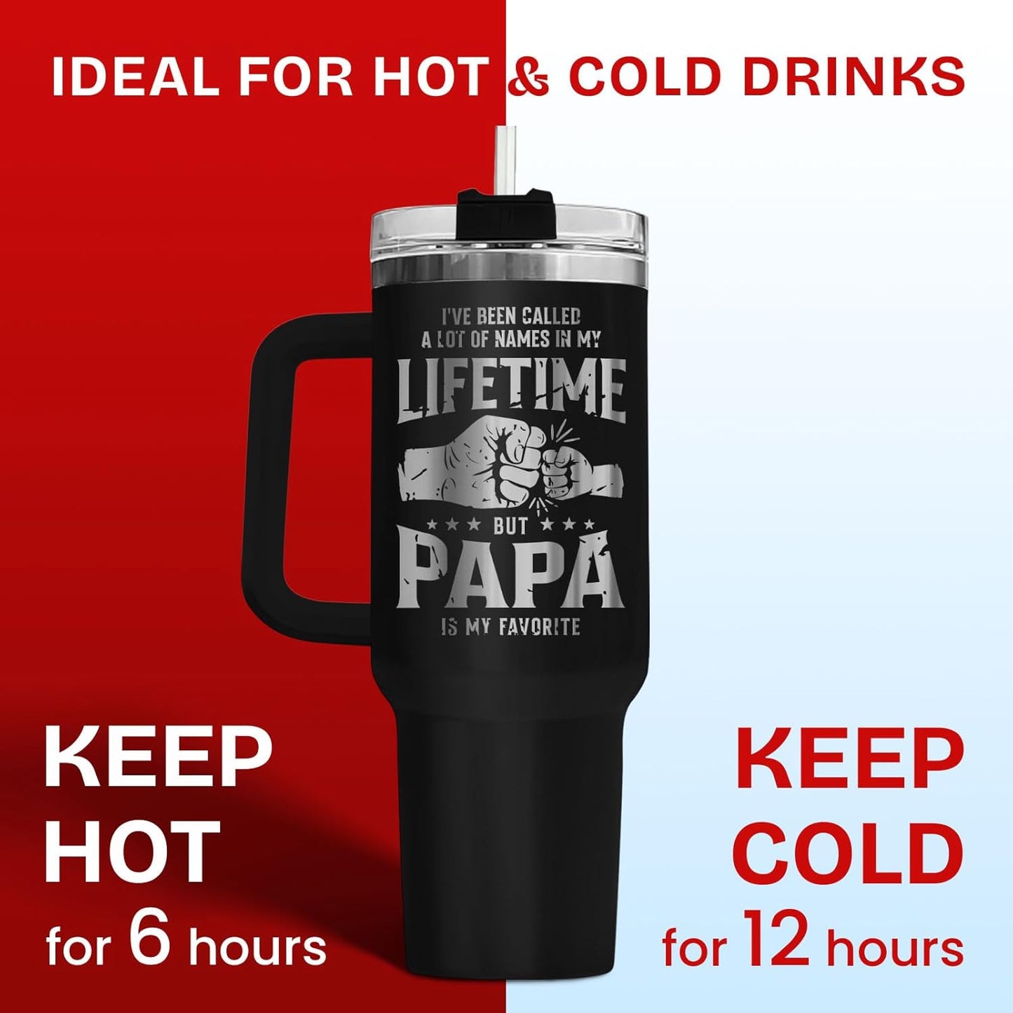 Dad Dadman Funny 40 oz Tumbler with Handle, Funny Dad Gift | Gift for Dad Tumbler 40oz, Cool Dadman Travel Mug, Funny Superhero Birthday from Daughter Son - Colors B