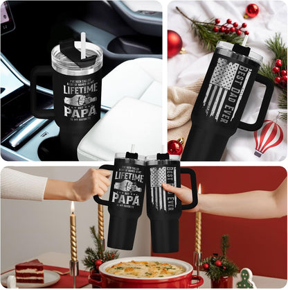 Dad Dadman Funny 40 oz Tumbler with Handle, Funny Dad Gift | Gift for Dad Tumbler 40oz, Cool Dadman Travel Mug, Funny Superhero Birthday from Daughter Son - Colors B