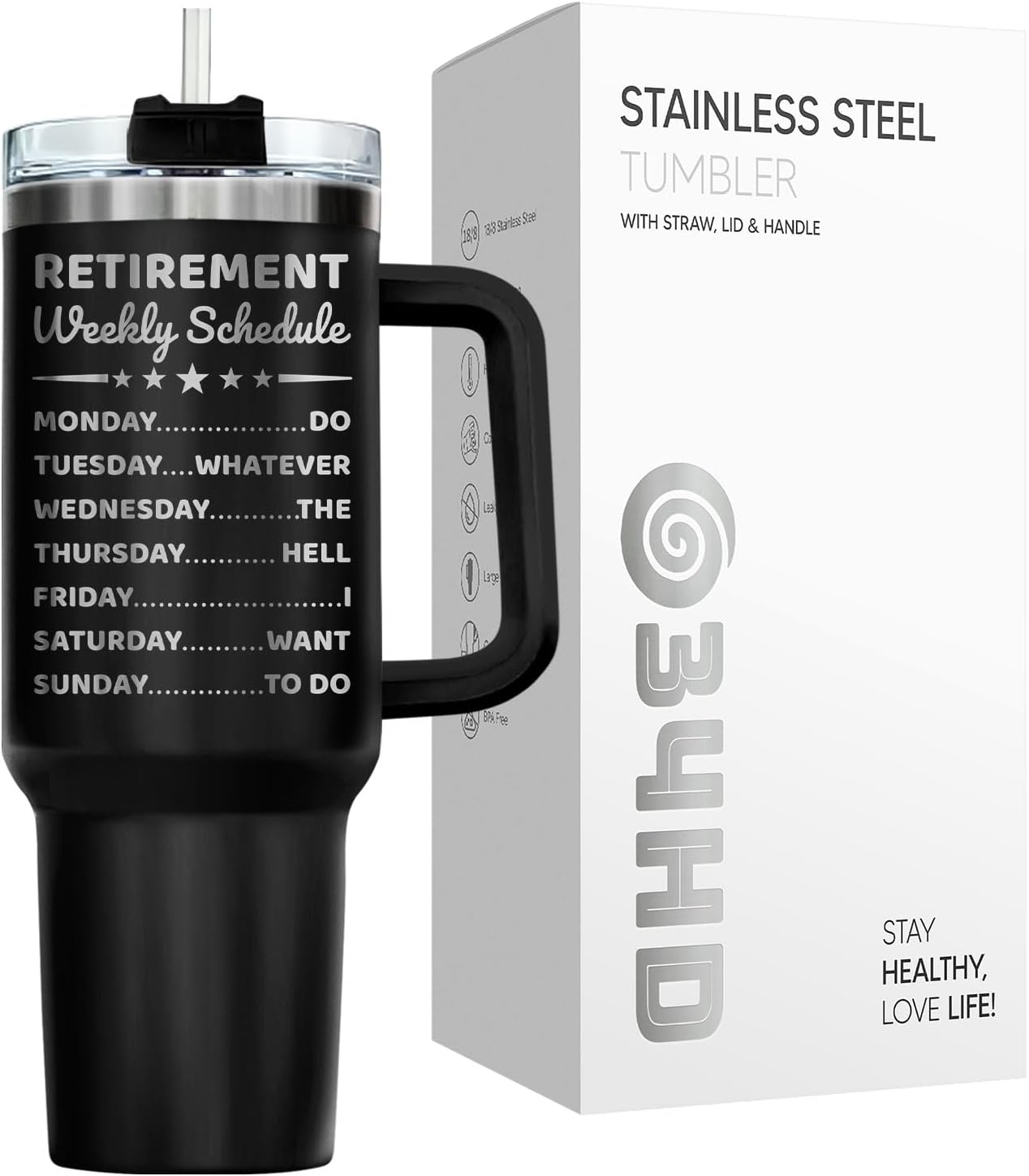 Dad Dadman Funny 40 oz Tumbler with Handle, Funny Dad Gift | Gift for Dad Tumbler 40oz, Cool Dadman Travel Mug, Funny Superhero Birthday from Daughter Son - Colors B
