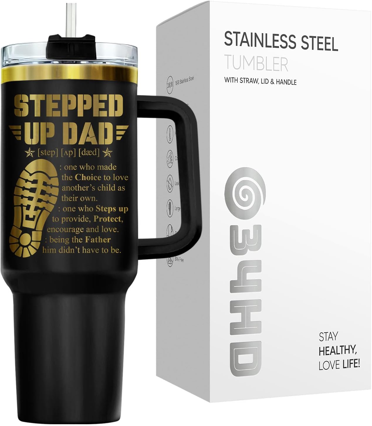 Dad Dadman Funny 40 oz Tumbler with Handle, Funny Dad Gift | Gift for Dad Tumbler 40oz, Cool Dadman Travel Mug, Funny Superhero Birthday from Daughter Son - Colors B