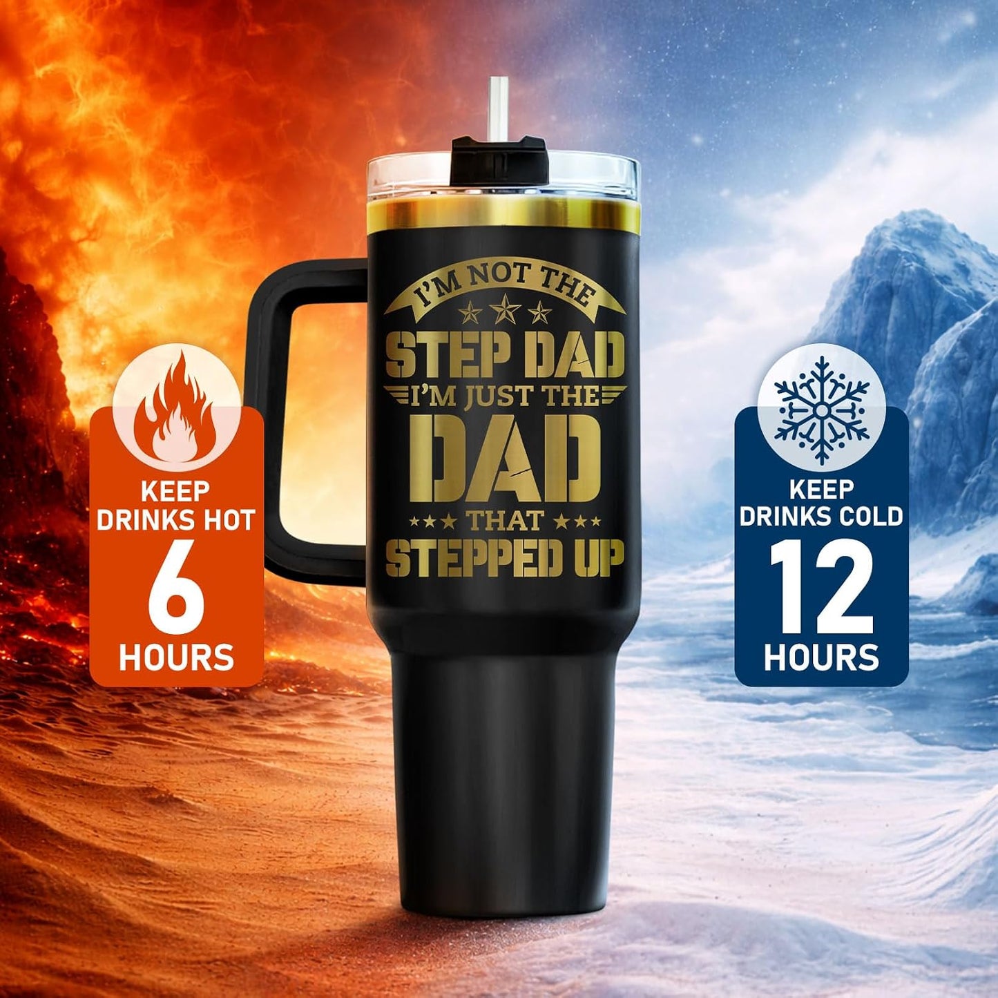 Dad Dadman Funny 40 oz Tumbler with Handle, Funny Dad Gift | Gift for Dad Tumbler 40oz, Cool Dadman Travel Mug, Funny Superhero Birthday from Daughter Son - Colors B