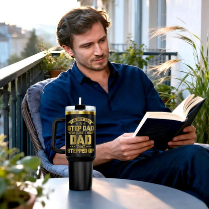 Dad Dadman Funny 40 oz Tumbler with Handle, Funny Dad Gift | Gift for Dad Tumbler 40oz, Cool Dadman Travel Mug, Funny Superhero Birthday from Daughter Son - Colors B