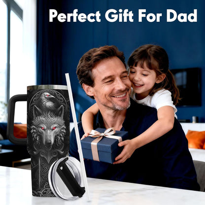 Dad Dadman Funny 40 oz Tumbler with Handle, Funny Dad Gift | Gift for Dad Tumbler 40oz, Cool Dadman Travel Mug, Funny Superhero Birthday from Daughter Son - Colors B