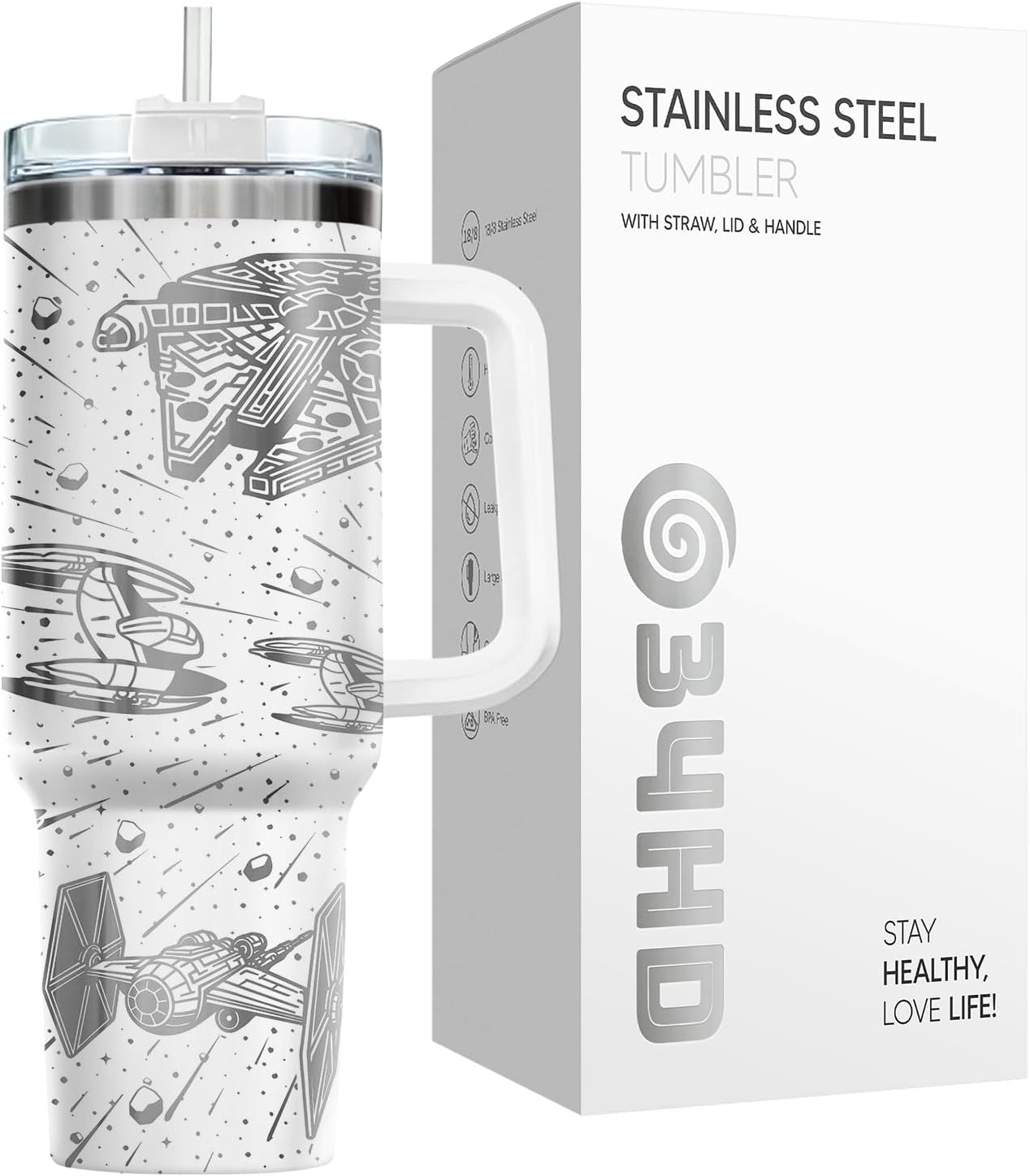 Dad Dadman Funny 40 oz Tumbler with Handle, Funny Dad Gift | Gift for Dad Tumbler 40oz, Cool Dadman Travel Mug, Funny Superhero Birthday from Daughter Son - Colors B