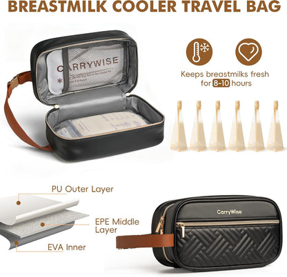 Breast Milk Cooler Travel Bag with 3 Ice Pack, Waterproof Breastmilk Cooler Storage Bag, Portable & Versatile Insulated Cooler Bag with Buckle Handle for Nursing Mom Daycare