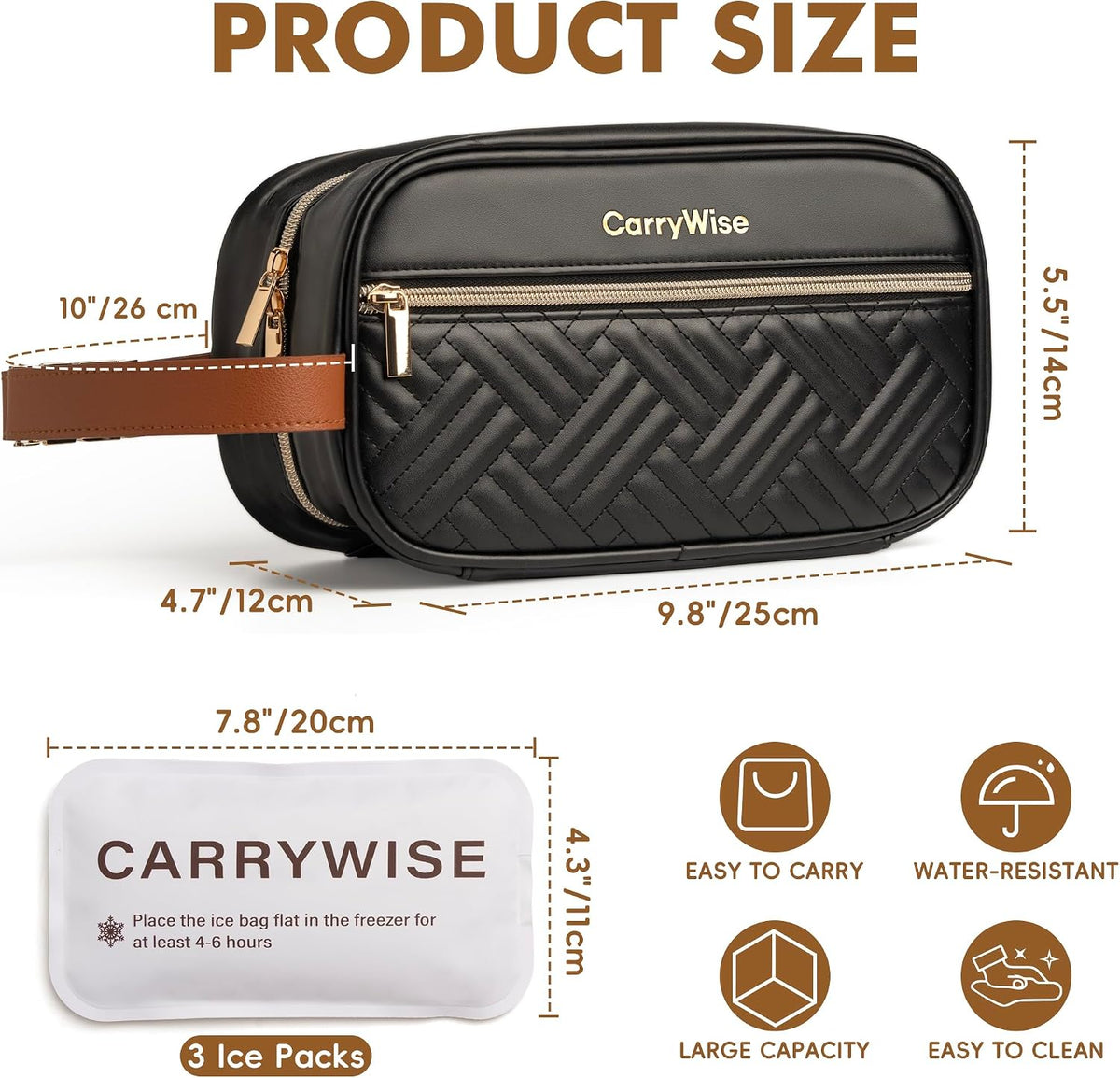 Breast Milk Cooler Travel Bag with 3 Ice Pack, Waterproof Breastmilk Cooler Storage Bag, Portable & Versatile Insulated Cooler Bag with Buckle Handle for Nursing Mom Daycare