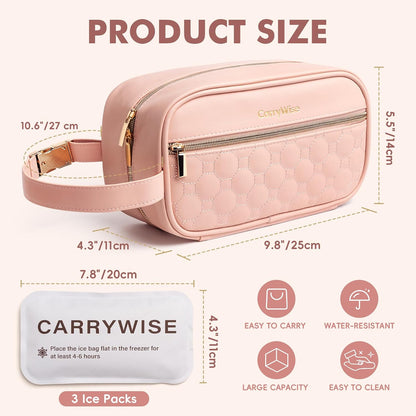 Breast Milk Cooler Travel Bag with 3 Ice Pack, Waterproof Breastmilk Cooler Storage Bag, Portable & Versatile Insulated Cooler Bag with Buckle Handle for Nursing Mom Daycare