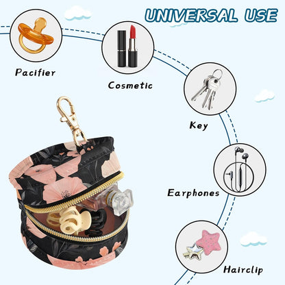 Pretty Flowers Baby Pacifier Holder Case, Dustproof Portable Storage Box for Diaper Bag Purse, Pacifier Storage Container for Boys & Girls