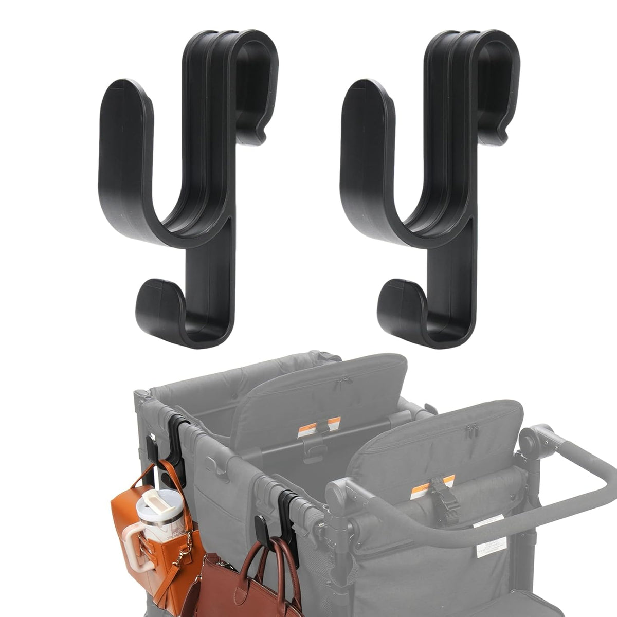 Stroller Hooks for Wonderfold Wagon W2 & W4, Double-Layer Multipurpose Side Hook for Balance Bikes & Bags, Space-Saving Wonderfold Wagon Accessories, 88lbs Load Capacity (4PCS)