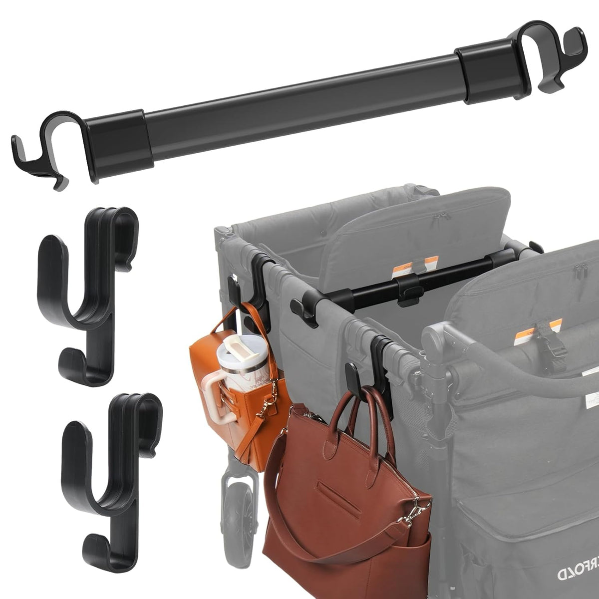Stroller Hooks for Wonderfold Wagon W2 & W4, Double-Layer Multipurpose Side Hook for Balance Bikes & Bags, Space-Saving Wonderfold Wagon Accessories, 88lbs Load Capacity (4PCS)