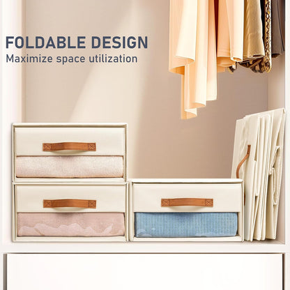 Closet Organizers and Storage - Fabric Bins with Drawers for Closet Foldable Clothes Organizers with Clear Window, Stackable Storage Drawers Units for Bedroom, Living Room, Grey
