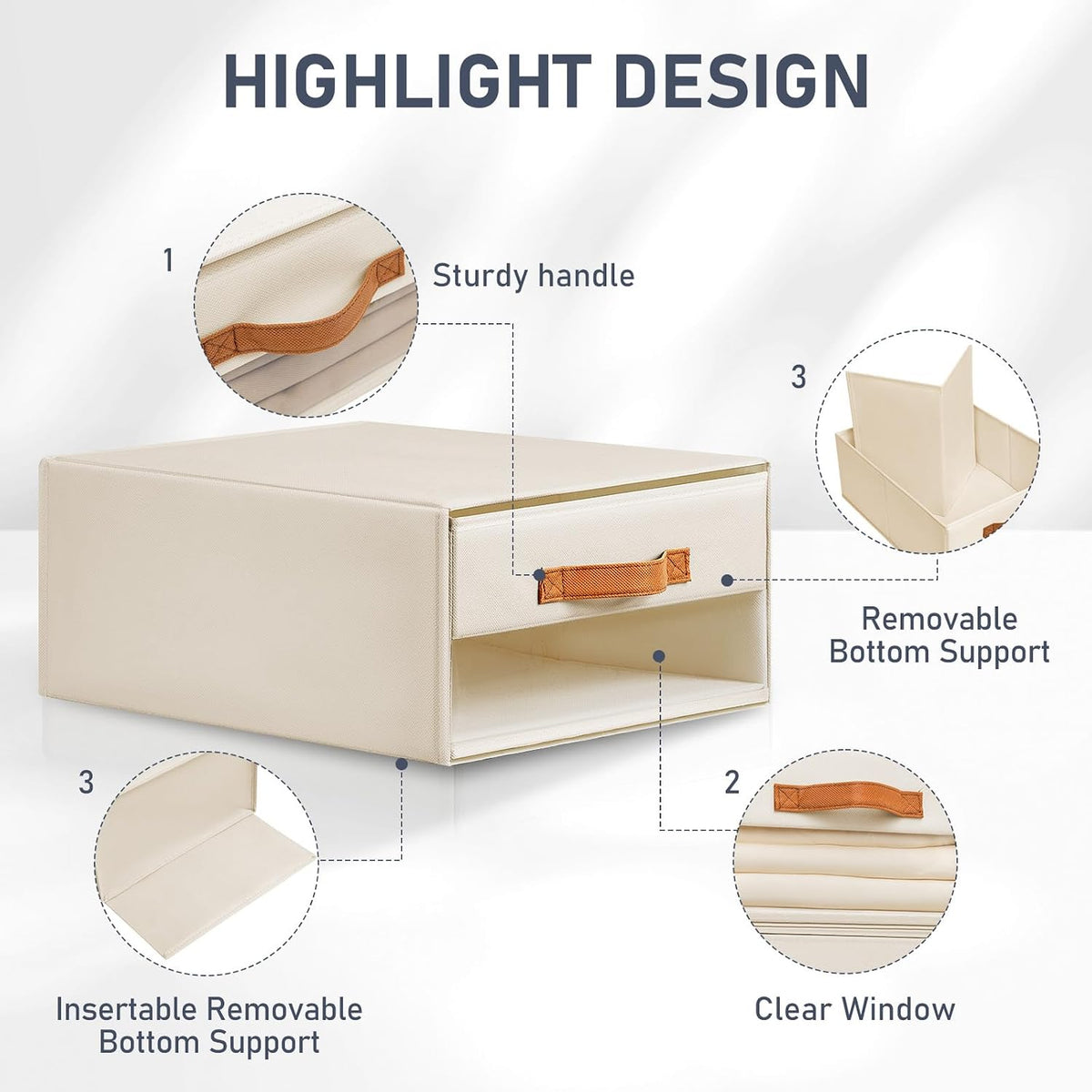 Closet Organizers and Storage - Fabric Bins with Drawers for Closet Foldable Clothes Organizers with Clear Window, Stackable Storage Drawers Units for Bedroom, Living Room, Grey