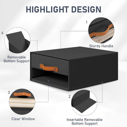 Closet Organizers and Storage - Fabric Bins with Drawers for Closet Foldable Clothes Organizers with Clear Window, Stackable Storage Drawers Units for Bedroom, Living Room, Grey