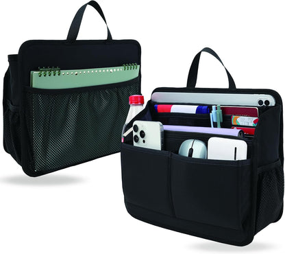 Small Rugged Organizer Insert for Briefcase Tote Shoulder Messenger Bag-19 Pockets,Padded Water-repellent Nylon-Black