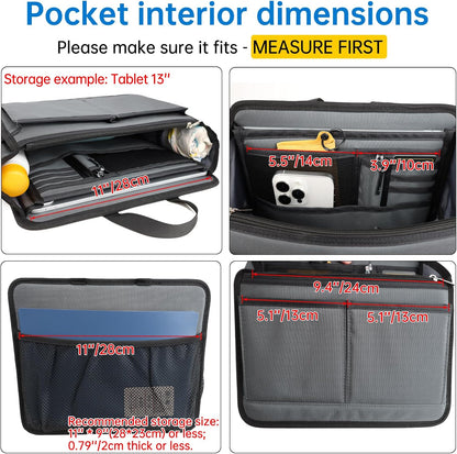 Small Rugged Organizer Insert for Briefcase Tote Shoulder Messenger Bag-19 Pockets,Padded Water-repellent Nylon-Black