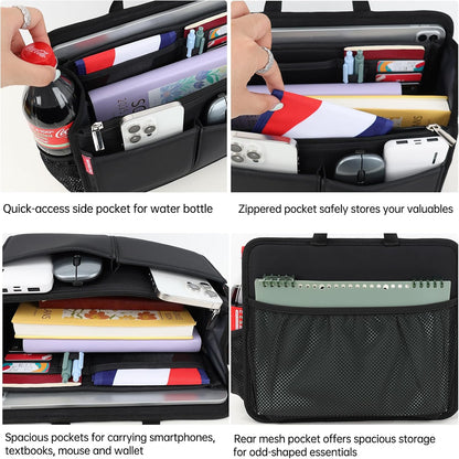 Small Rugged Organizer Insert for Briefcase Tote Shoulder Messenger Bag-19 Pockets,Padded Water-repellent Nylon-Black