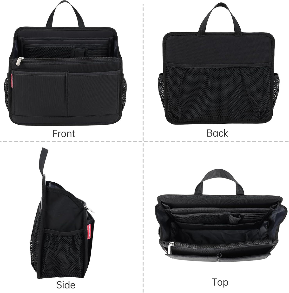 Small Rugged Organizer Insert for Briefcase Tote Shoulder Messenger Bag-19 Pockets,Padded Water-repellent Nylon-Black