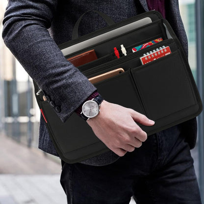 Small Rugged Organizer Insert for Briefcase Tote Shoulder Messenger Bag-19 Pockets,Padded Water-repellent Nylon-Black