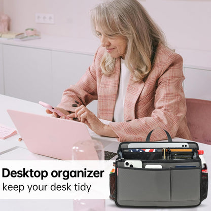 Small Rugged Organizer Insert for Briefcase Tote Shoulder Messenger Bag-19 Pockets,Padded Water-repellent Nylon-Black