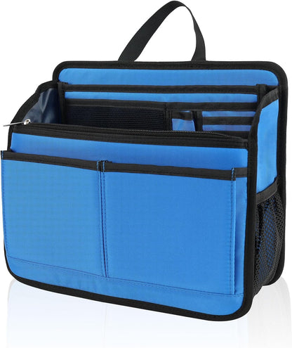 Small Rugged Organizer Insert for Briefcase Tote Shoulder Messenger Bag-19 Pockets,Padded Water-repellent Nylon-Black