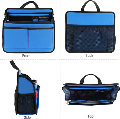 Small Rugged Organizer Insert for Briefcase Tote Shoulder Messenger Bag-19 Pockets,Padded Water-repellent Nylon-Black
