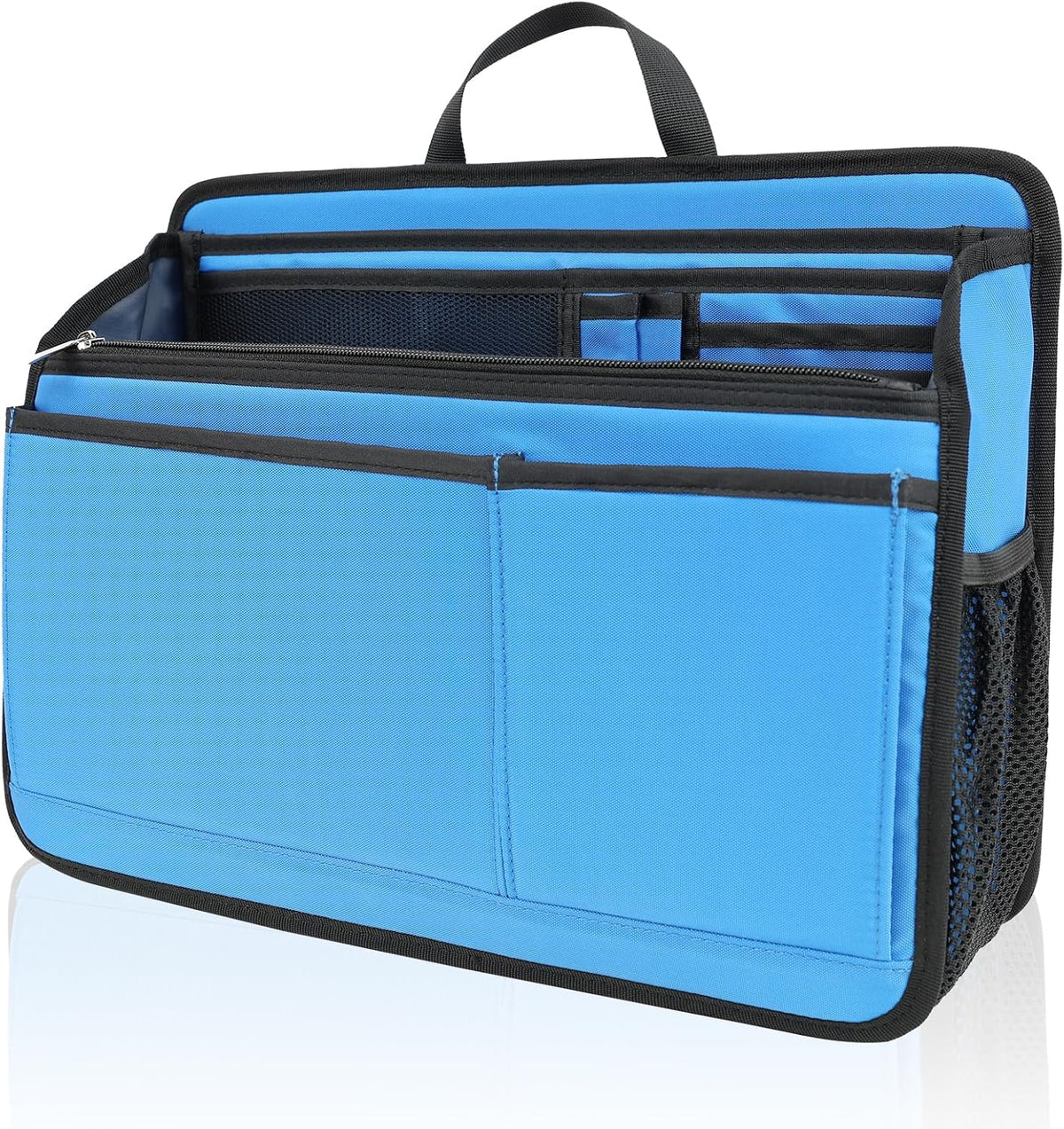 Small Rugged Organizer Insert for Briefcase Tote Shoulder Messenger Bag-19 Pockets,Padded Water-repellent Nylon-Black