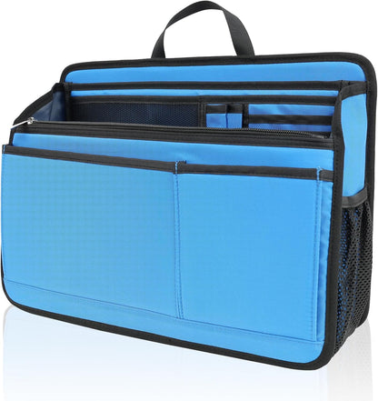 Small Rugged Organizer Insert for Briefcase Tote Shoulder Messenger Bag-19 Pockets,Padded Water-repellent Nylon-Black