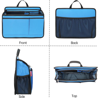 Small Rugged Organizer Insert for Briefcase Tote Shoulder Messenger Bag-19 Pockets,Padded Water-repellent Nylon-Black