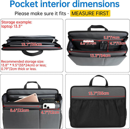 Small Rugged Organizer Insert for Briefcase Tote Shoulder Messenger Bag-19 Pockets,Padded Water-repellent Nylon-Black