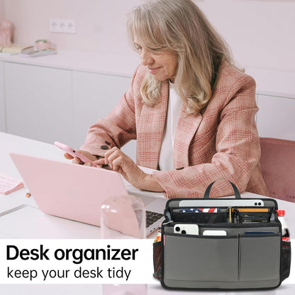Small Rugged Organizer Insert for Briefcase Tote Shoulder Messenger Bag-19 Pockets,Padded Water-repellent Nylon-Black