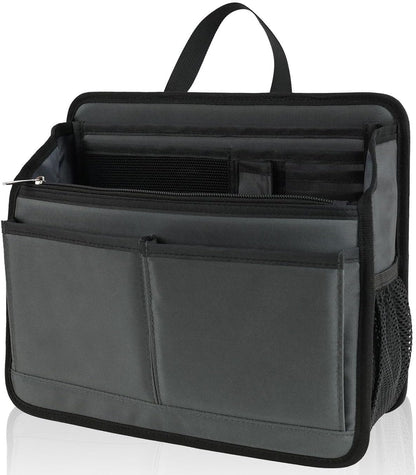 Small Rugged Organizer Insert for Briefcase Tote Shoulder Messenger Bag-19 Pockets,Padded Water-repellent Nylon-Black