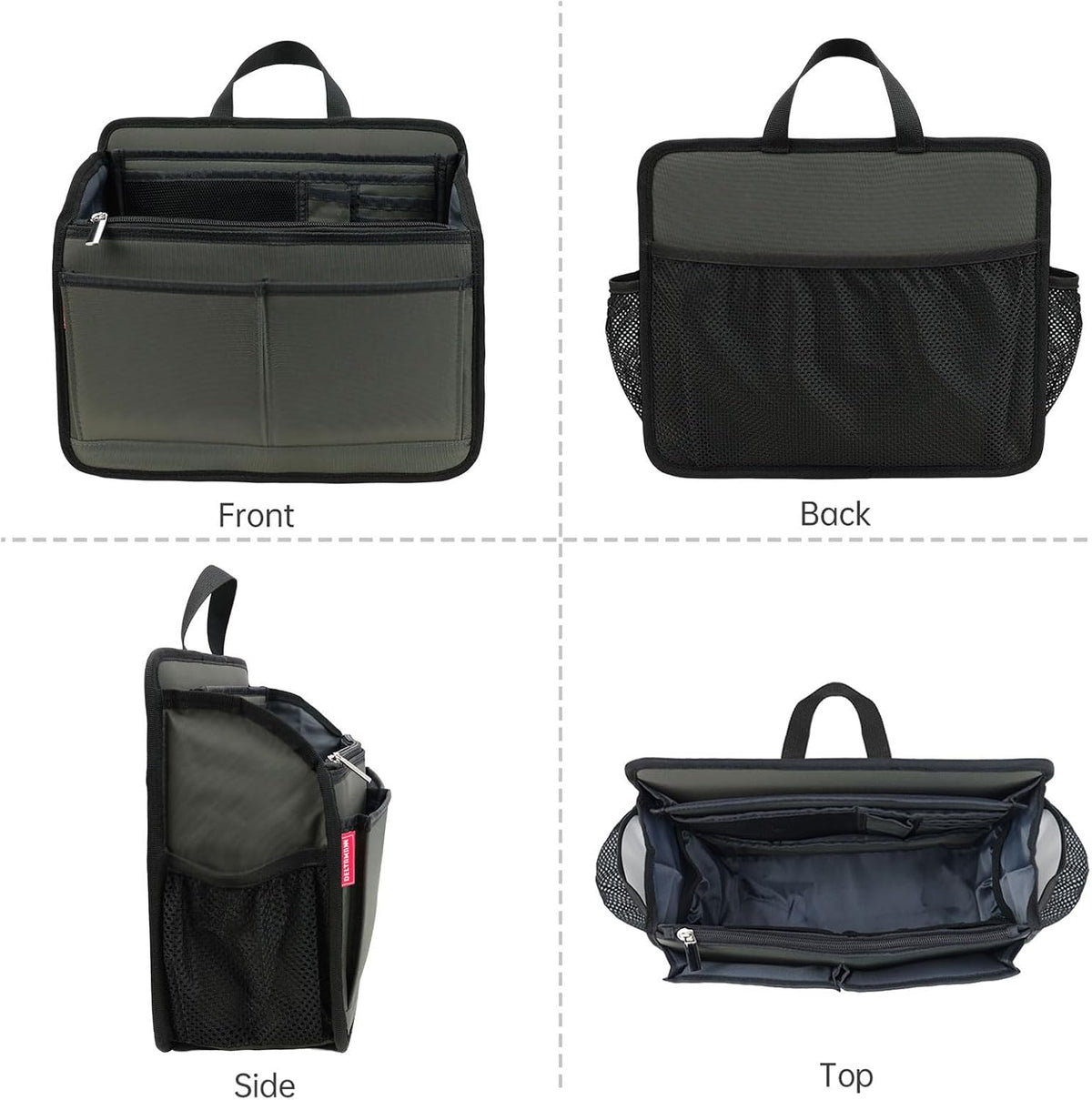 Small Rugged Organizer Insert for Briefcase Tote Shoulder Messenger Bag-19 Pockets,Padded Water-repellent Nylon-Black