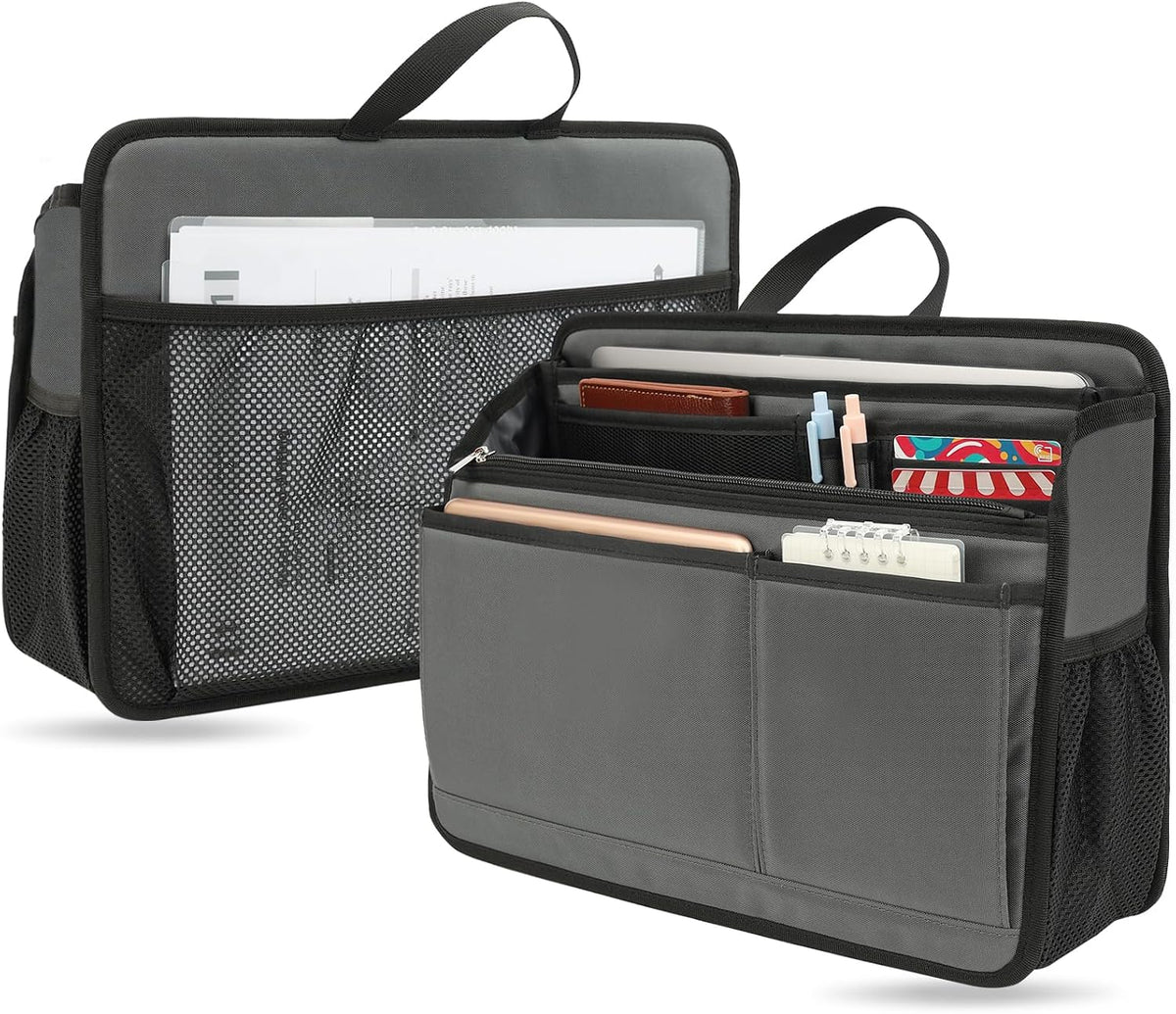 Small Rugged Organizer Insert for Briefcase Tote Shoulder Messenger Bag-19 Pockets,Padded Water-repellent Nylon-Black