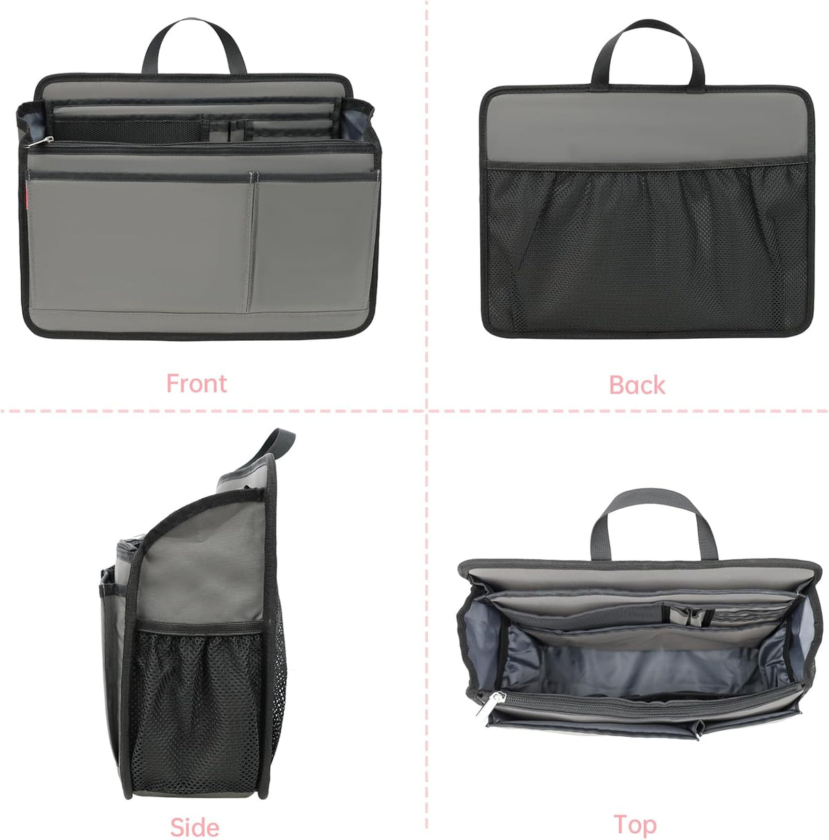 Small Rugged Organizer Insert for Briefcase Tote Shoulder Messenger Bag-19 Pockets,Padded Water-repellent Nylon-Black