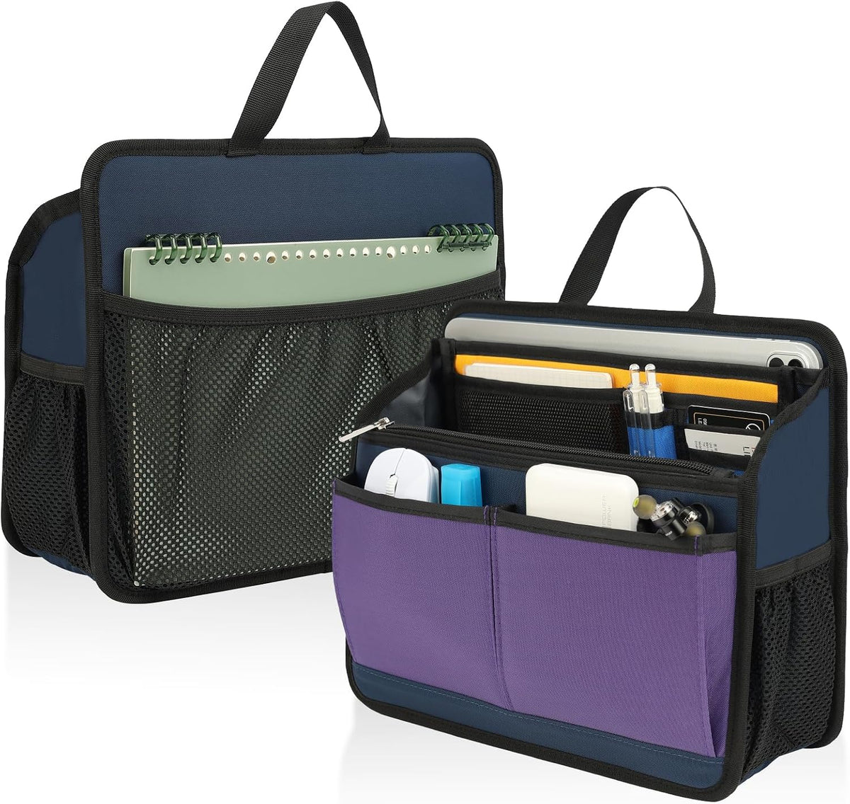Small Rugged Organizer Insert for Briefcase Tote Shoulder Messenger Bag-19 Pockets,Padded Water-repellent Nylon-Black