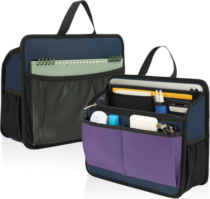 Small Rugged Organizer Insert for Briefcase Tote Shoulder Messenger Bag-19 Pockets,Padded Water-repellent Nylon-Black
