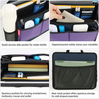 Small Rugged Organizer Insert for Briefcase Tote Shoulder Messenger Bag-19 Pockets,Padded Water-repellent Nylon-Black