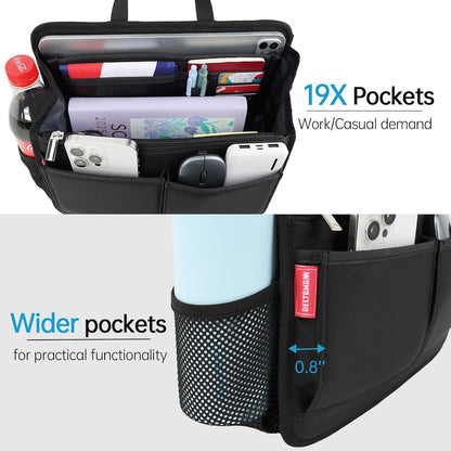 Small Rugged Organizer Insert for Briefcase Tote Shoulder Messenger Bag-19 Pockets,Padded Water-repellent Nylon-Black