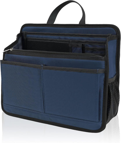 Small Rugged Organizer Insert for Briefcase Tote Shoulder Messenger Bag-19 Pockets,Padded Water-repellent Nylon-Black