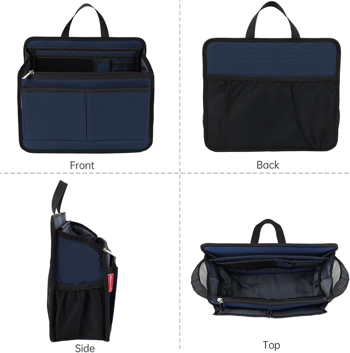 Small Rugged Organizer Insert for Briefcase Tote Shoulder Messenger Bag-19 Pockets,Padded Water-repellent Nylon-Black