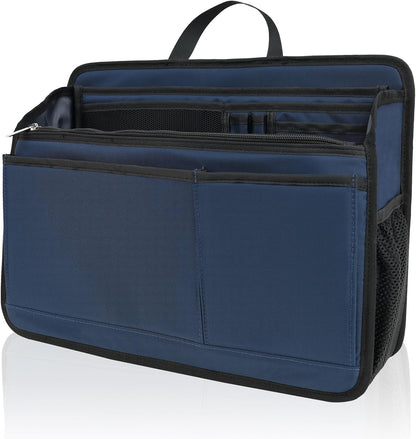 Small Rugged Organizer Insert for Briefcase Tote Shoulder Messenger Bag-19 Pockets,Padded Water-repellent Nylon-Black