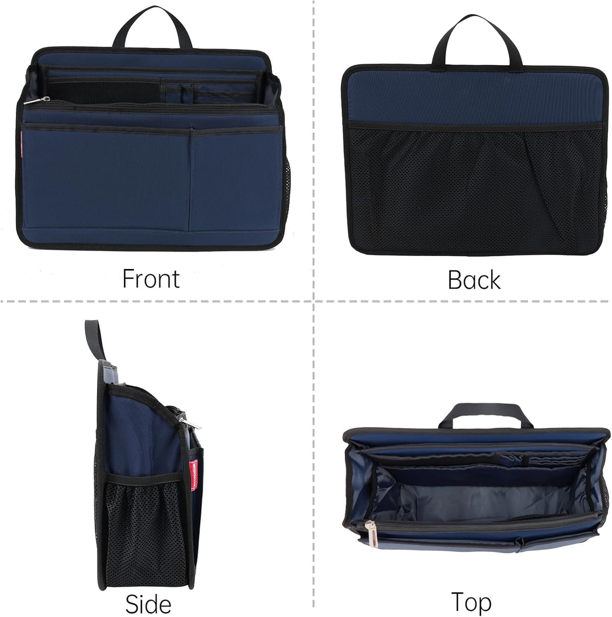 Small Rugged Organizer Insert for Briefcase Tote Shoulder Messenger Bag-19 Pockets,Padded Water-repellent Nylon-Black