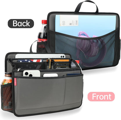 Small Rugged Organizer Insert for Briefcase Tote Shoulder Messenger Bag-19 Pockets,Padded Water-repellent Nylon-Black