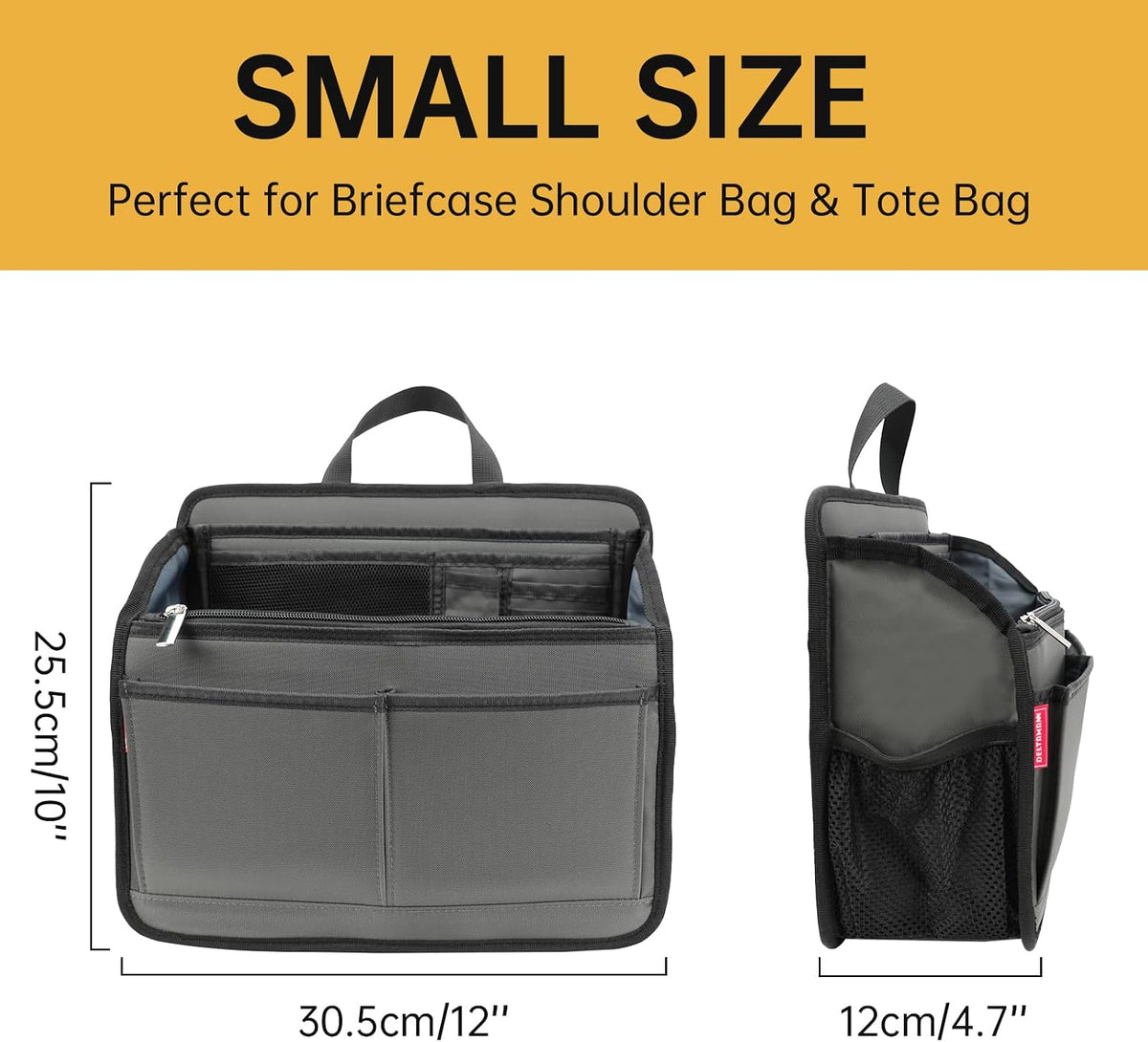 Small Rugged Organizer Insert for Briefcase Tote Shoulder Messenger Bag-19 Pockets,Padded Water-repellent Nylon-Black