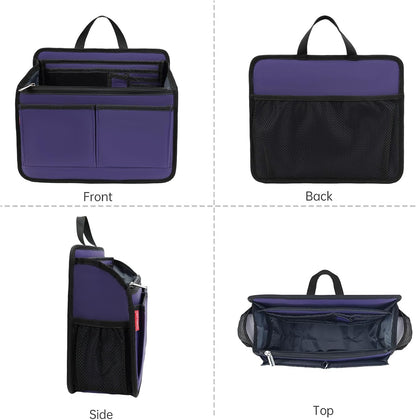 Small Rugged Organizer Insert for Briefcase Tote Shoulder Messenger Bag-19 Pockets,Padded Water-repellent Nylon-Black